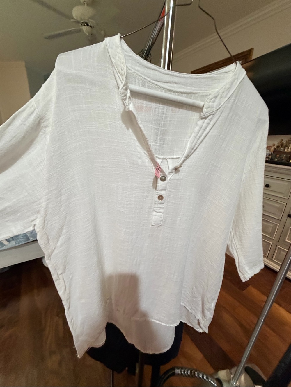 Zara White Lightweight Henley Tunic